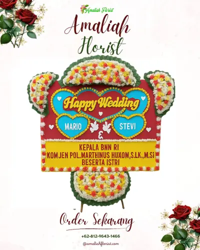 Karangan Papan Bunga Pernikahan di Bangelan